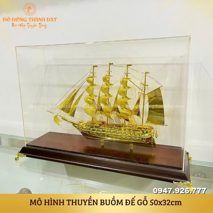 Mô hình thuyền mạ vàng 24k
