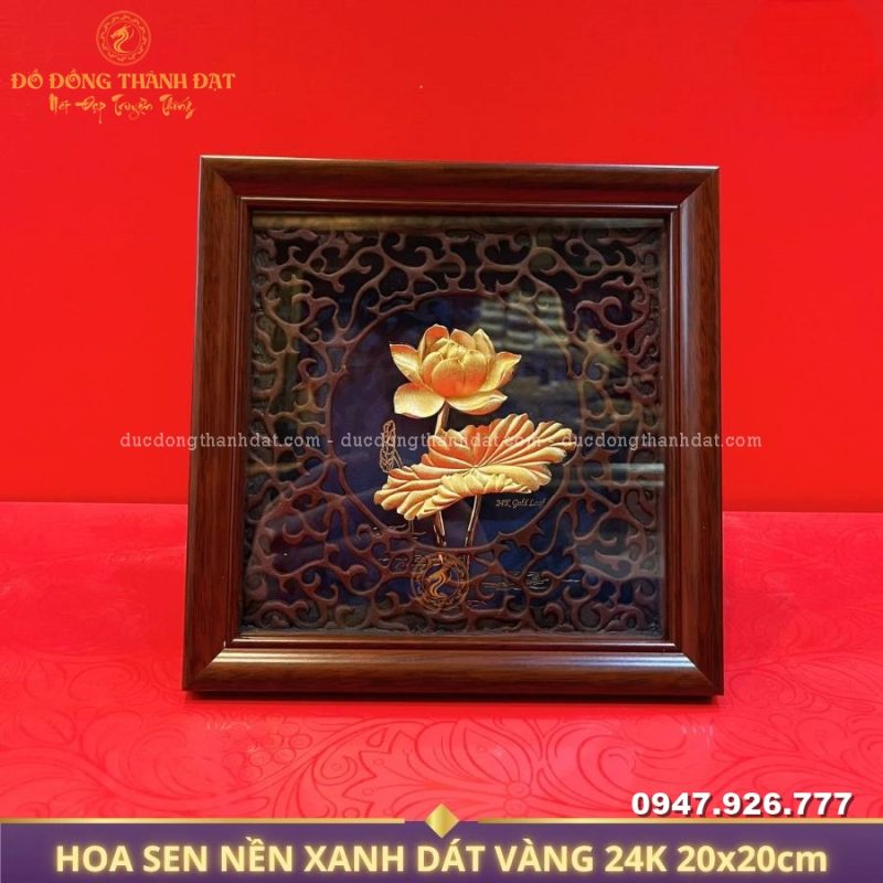 tranh hoa sen dát vàng 9999