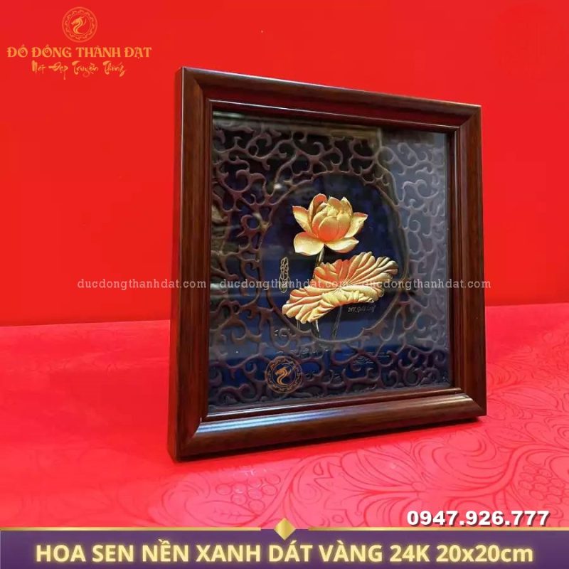 TranhHoaSenDatVang24k 20x20cm-2-0978828626
