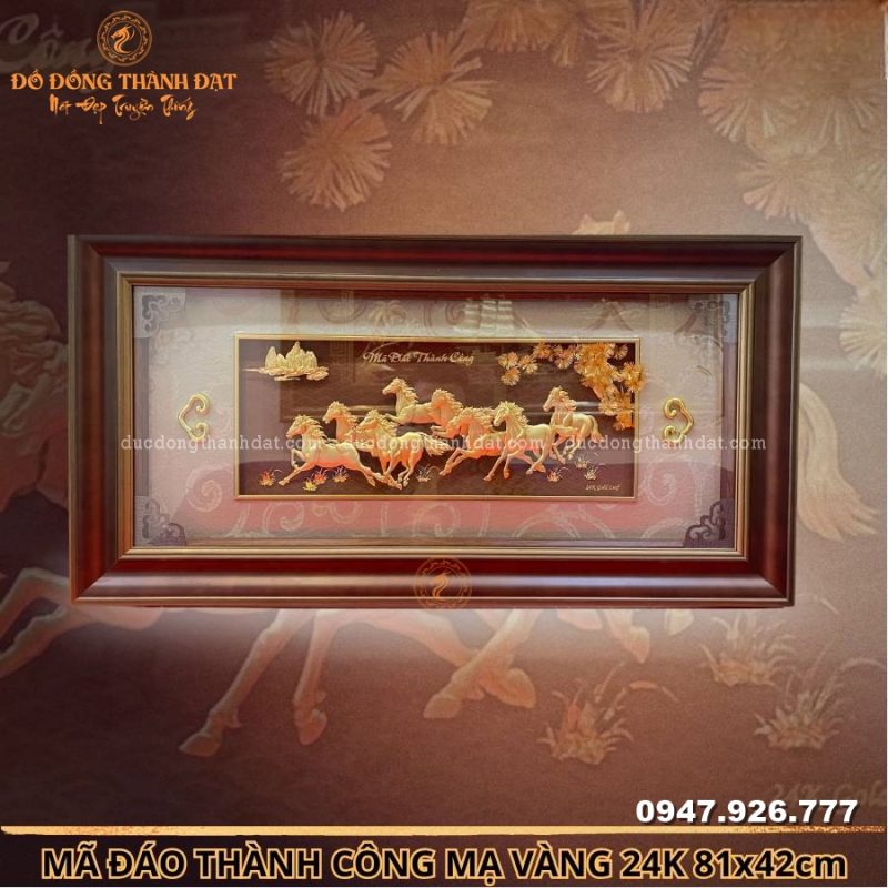 TranhMaDaoThanhCongMaVang24k81x42cmNenVang