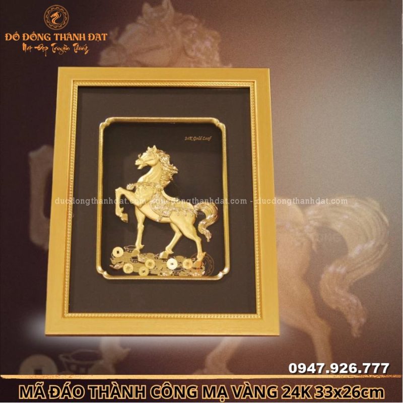 TranhNguaDonMaVang24k33x26cm