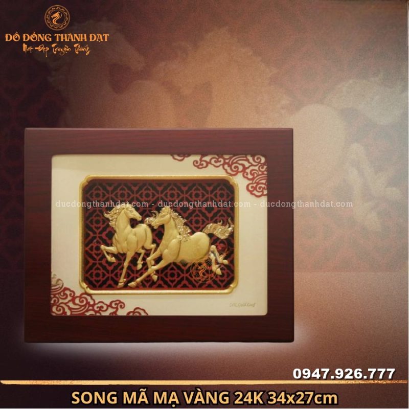 TranhSongNguaThanhCongMaVang24k34x27cm