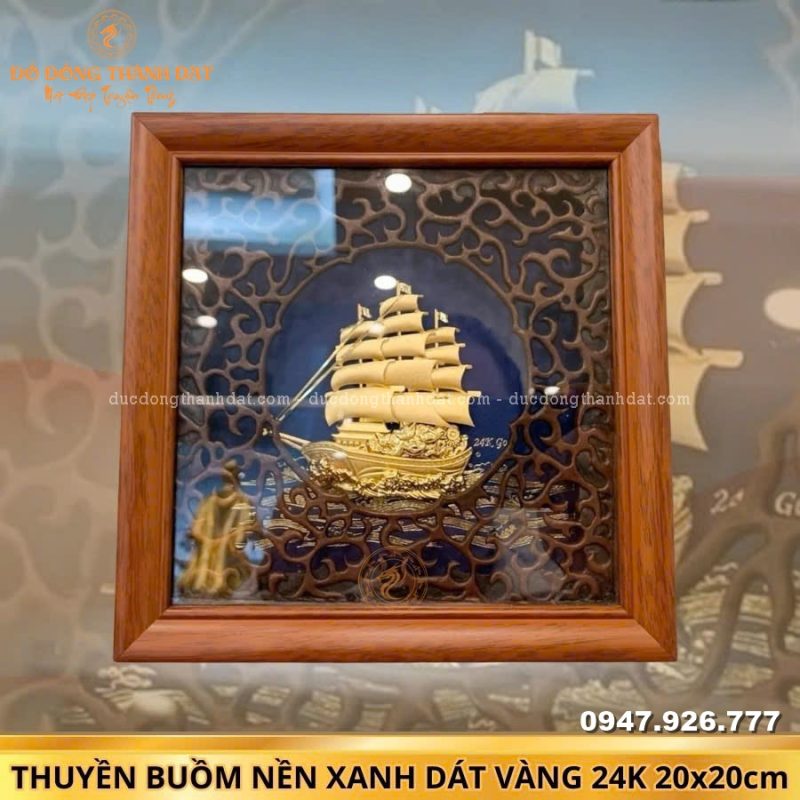 TranhThuyenMaVang24k20x20NenXanh