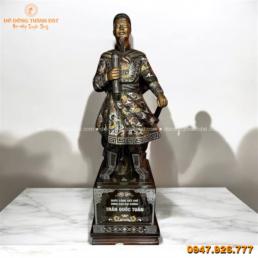 Tượng Trần Hưng Đạo khảm tam khí cao 90cm hàng kỹ  cao cấp