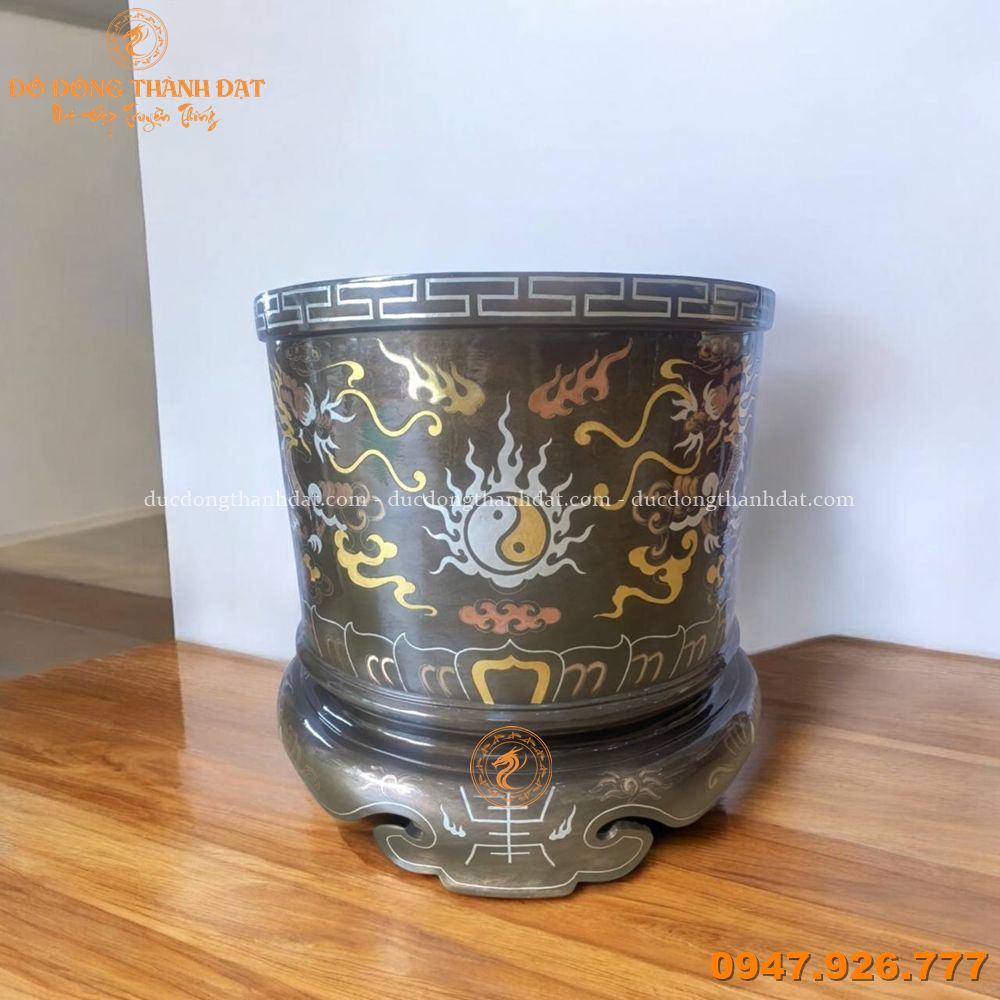 Bát hương khảm tam khí điểm vàng 9999 (1)