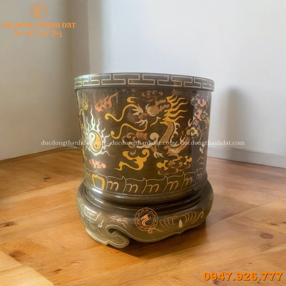 Bát hương khảm tam khí điểm vàng 9999 (2)