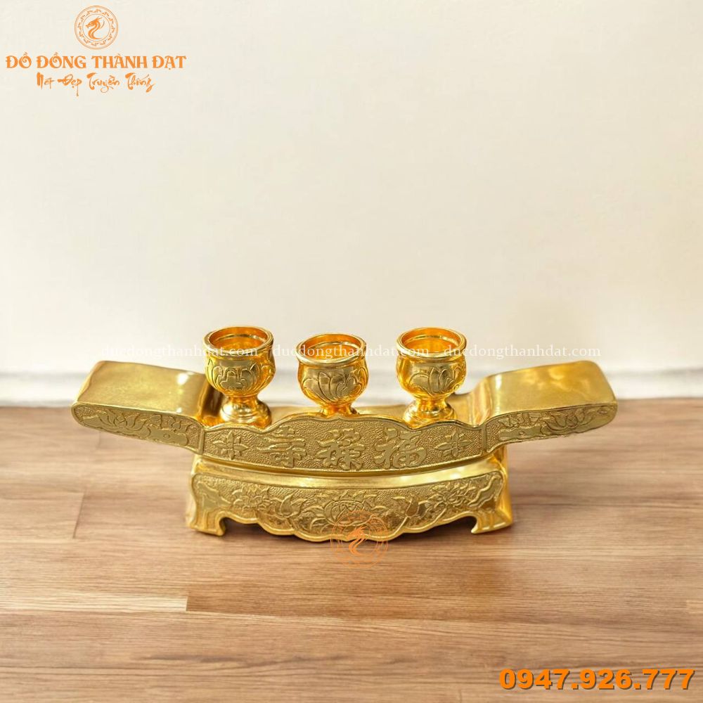 Bộ ngai chén dát vàng cày sen nổi (2)