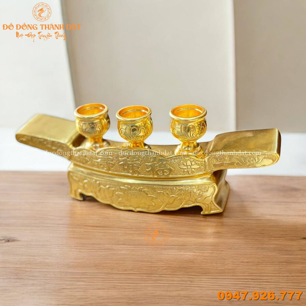 Bộ ngai chén dát vàng cày sen nổi (3)