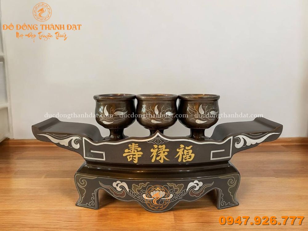Bộ ngai 3 chén khảm ngũ sắc (4)