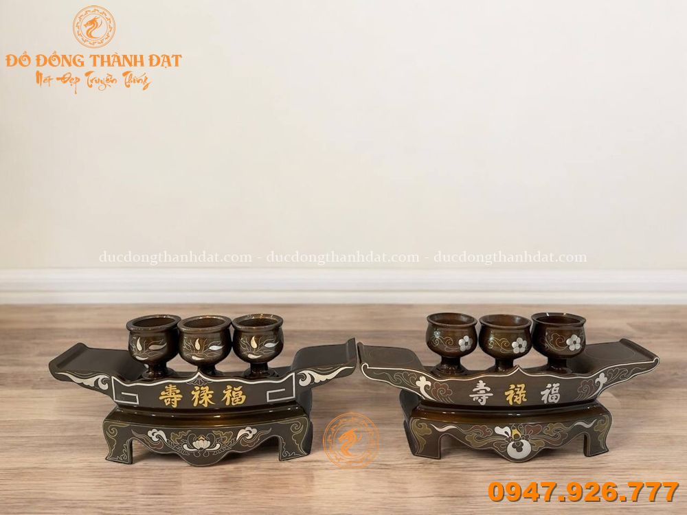 Bộ ngai chén khảm ngũ sắc (9)