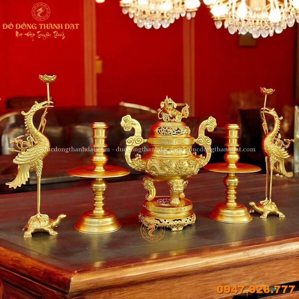 Bộ ngũ sự dát vàng 9999 cao 60cm (2)