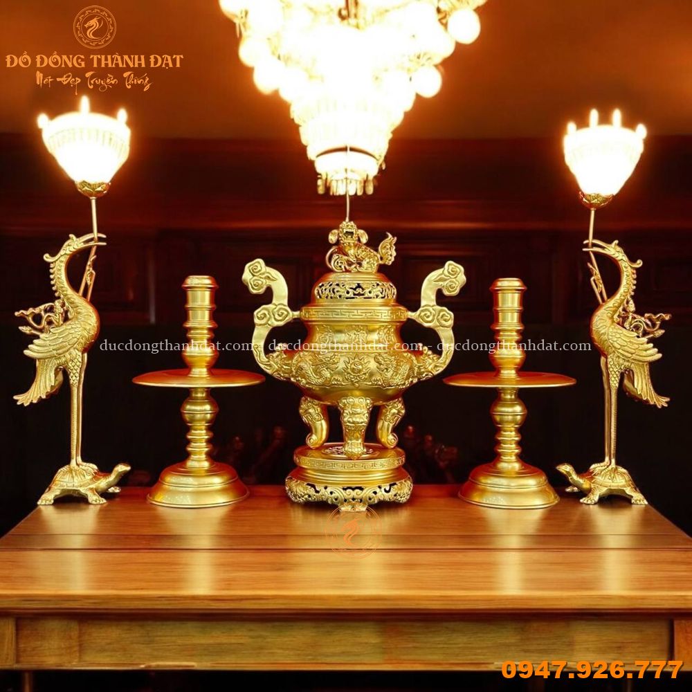 Bộ ngũ sự dát vàng 9999 cao 60cm (4)