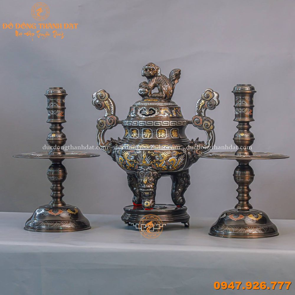 Bộ ngũ sự khảm ngũ sắc cao 50cm (3)