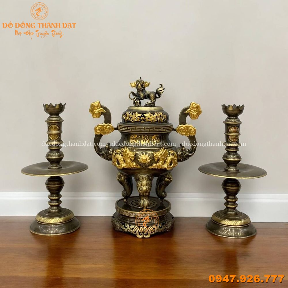Tam sự đồng vàng thau điểm vàng 9999 cao 60cm (2)