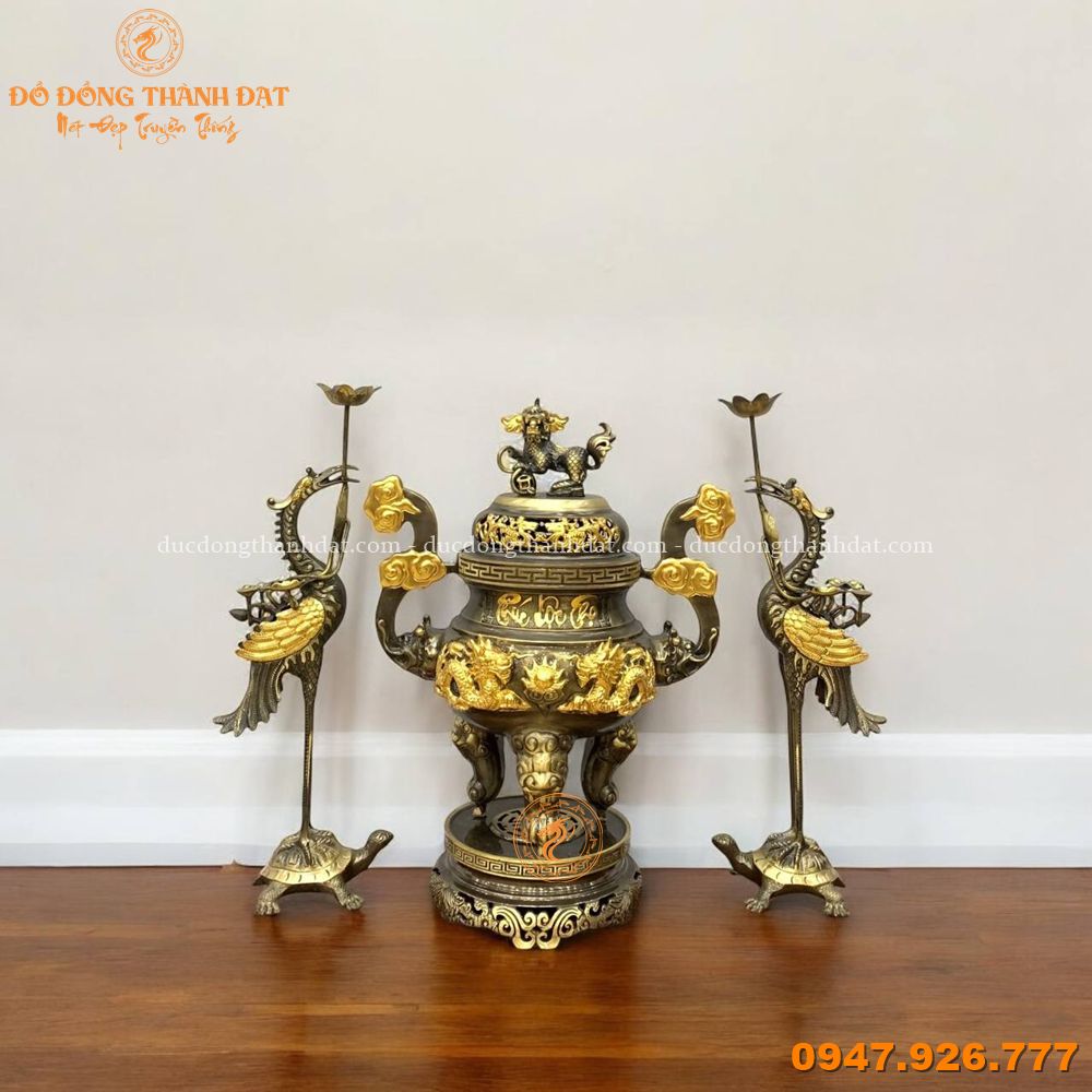 Tam sự đồng vàng thau điểm vàng 9999 cao 60cm (5)