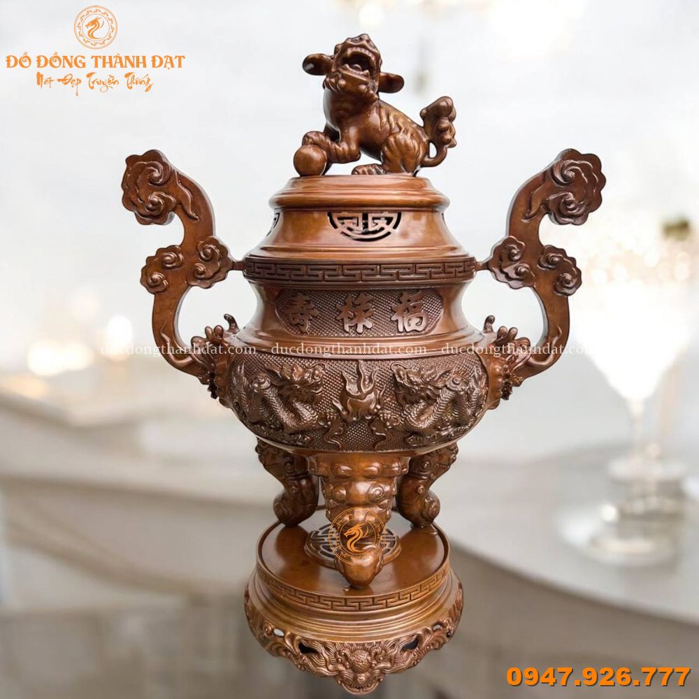 Đỉnh đồng đỏ màu nâu cổ điển 60cm (4)
