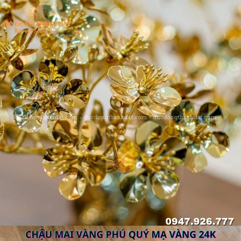 Chậu mai phú quý mạ vàng 24k