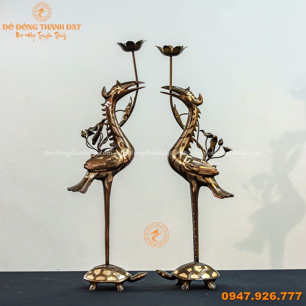 Hạc đồng đỏ cạo màu cao 52cm