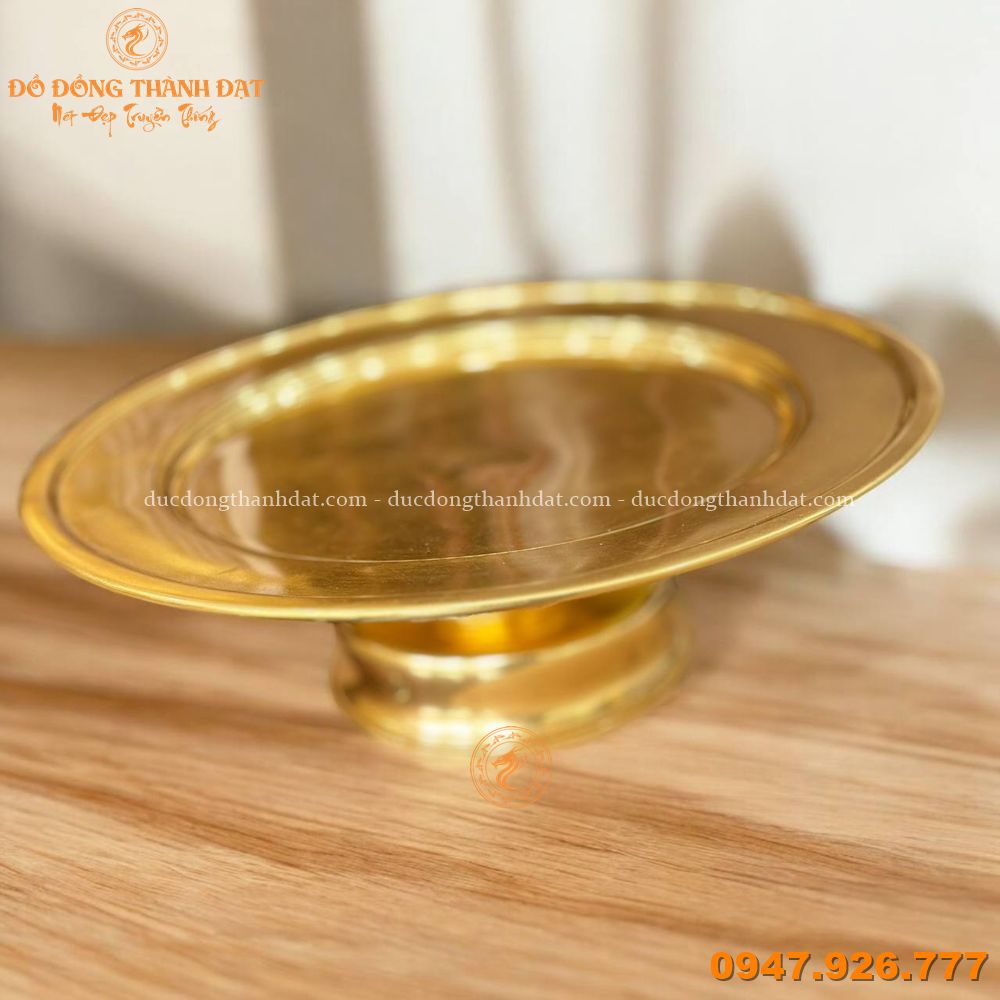 Mâm bồng dát vàng 9999 30cm đồng catut (1)