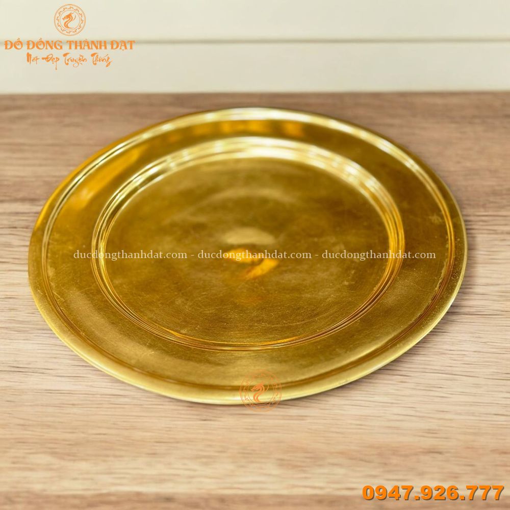 Mâm bồng dát vàng 9999 30cm đồng catut (2)