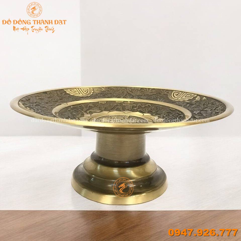 Mâm bồng đồng vàng giả cổ (1)