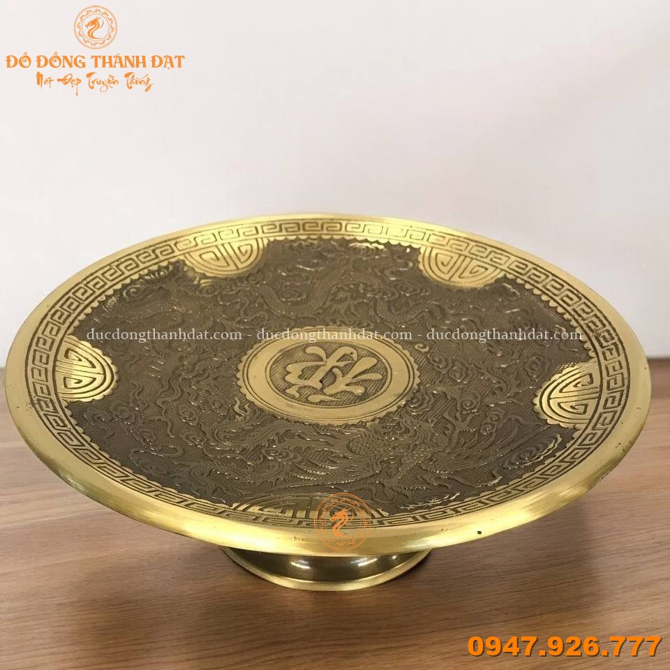 Mâm bồng đồng vàng giả cổ (2)