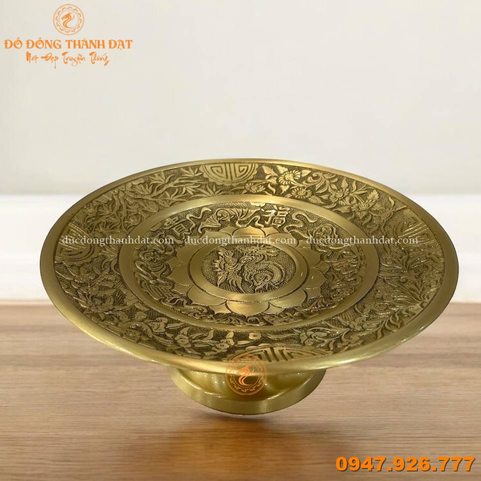 Mâm bồng đồng vàng mộc (2)