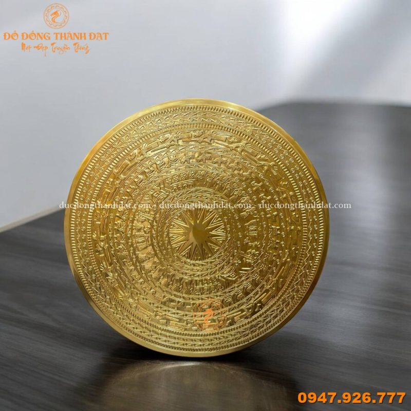 Mặt Trống Đồng Đỏ Dát Vàng 24k Đường Kính 60cm cao cấp 