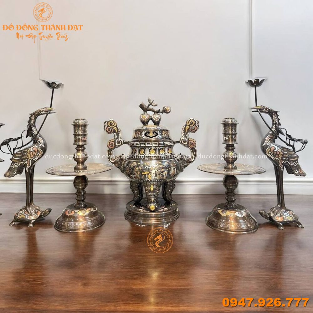 Ngũ sự nắp đào khảm ngũ sắc (1)