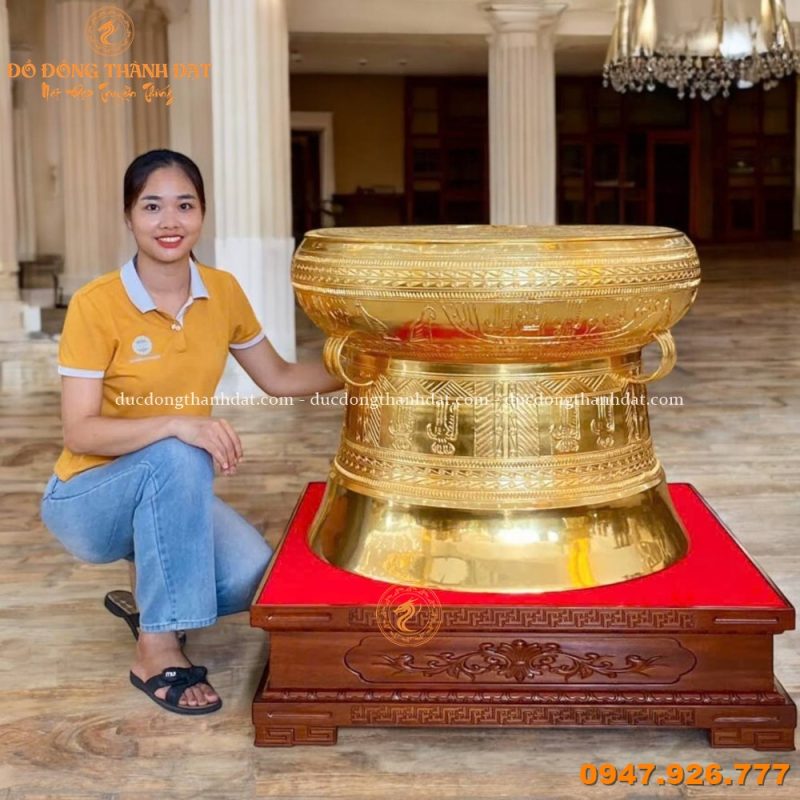 Trống Đồng Đường Kính 80cm Dát Vàng 9999 – Sang Trọng, Đẳng Cấp 