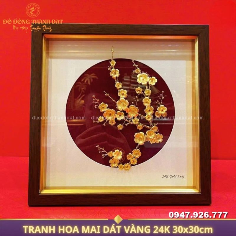 Tranh hoa mai mạ vàng 24k