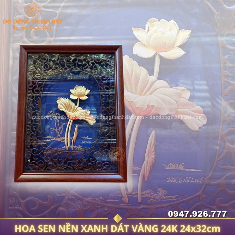 TranhSenNenXanhDatVang24k 