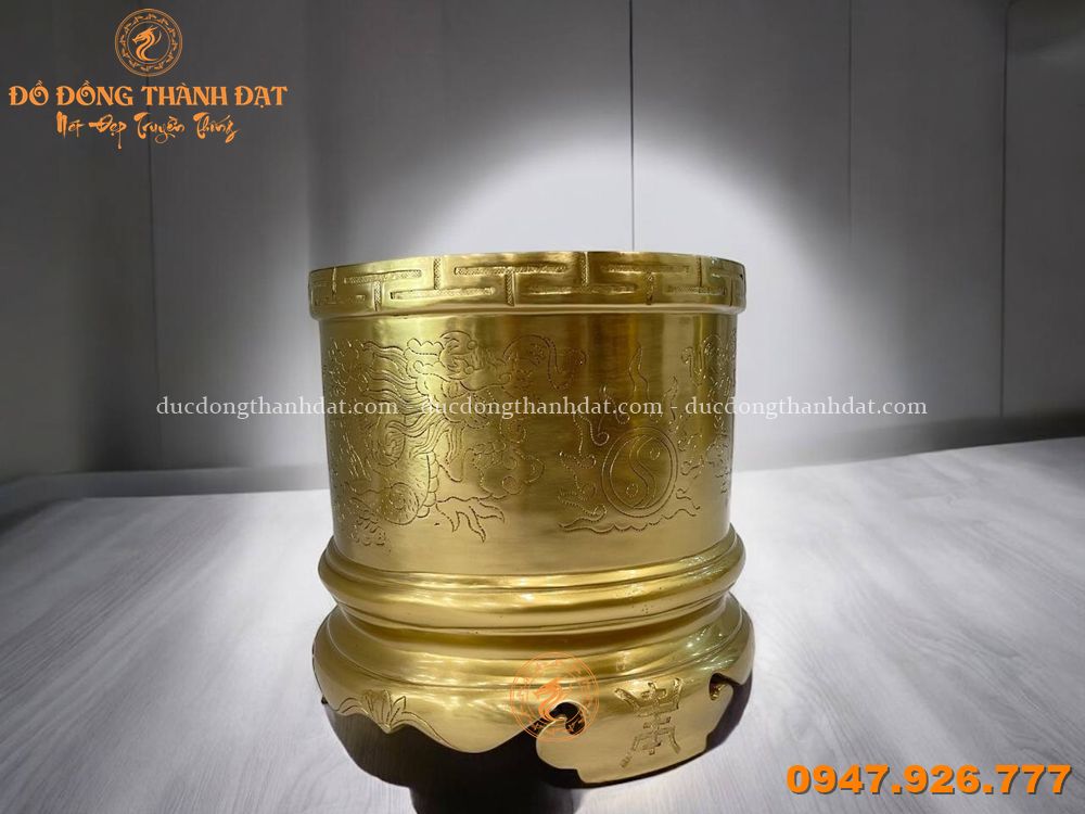 Bát Hương Đồng Cát Tút Khắc Song Long Mặt nguyệt