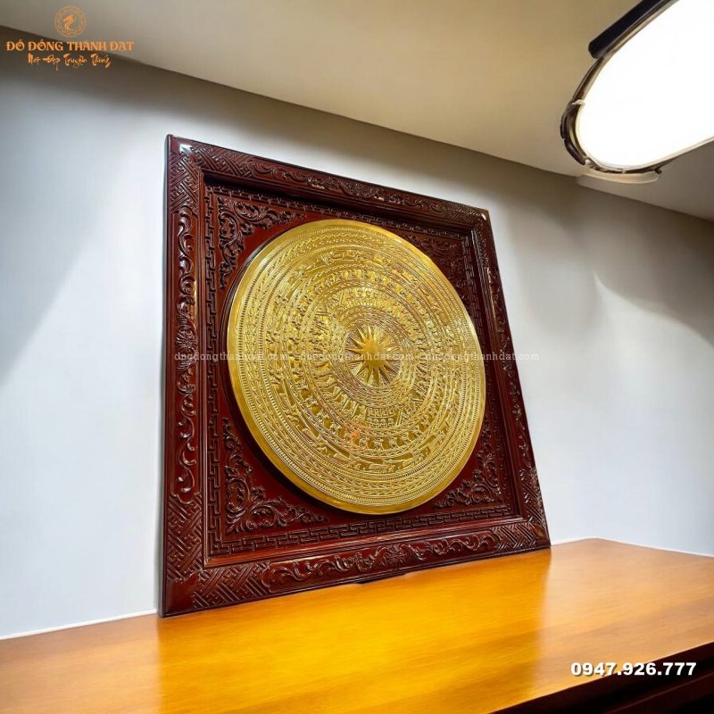 Mặt trống đồng 80 khung gỗ lim 108