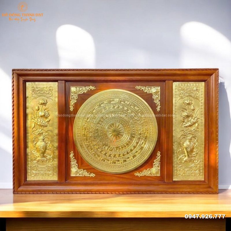 Mặt trống tranh cá chép dát vàng