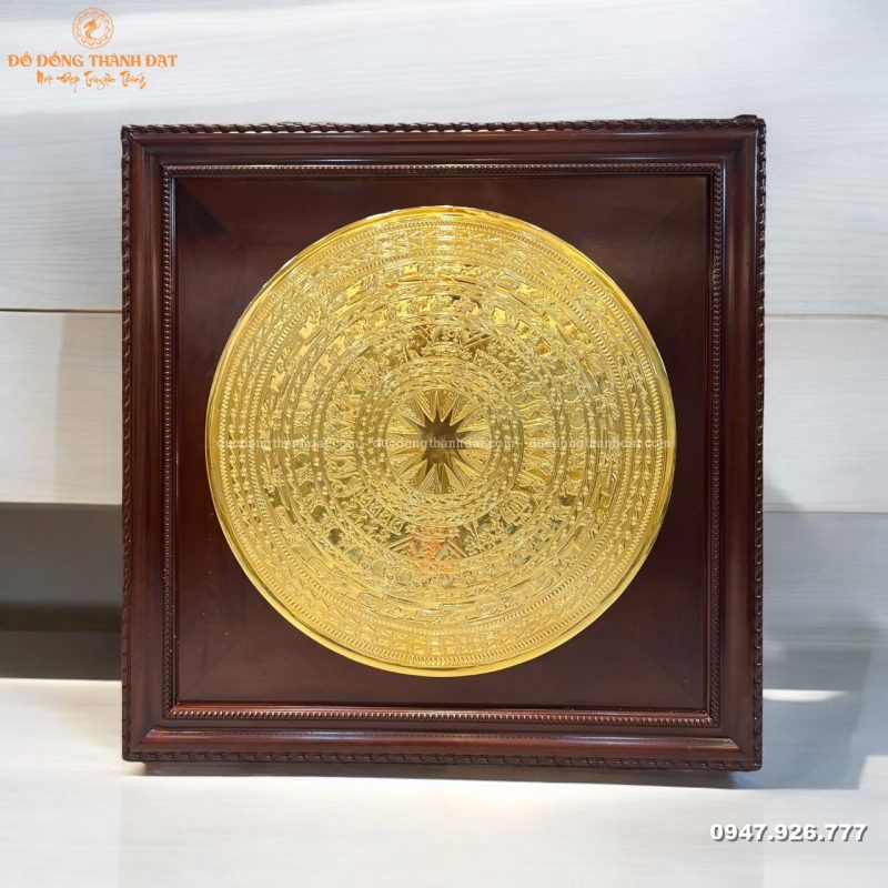 mặt trống 70 dát vàng khung gỗ gụ 98