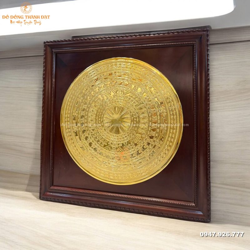 mặt trống 70 dát vàng khung gỗ gụ 98