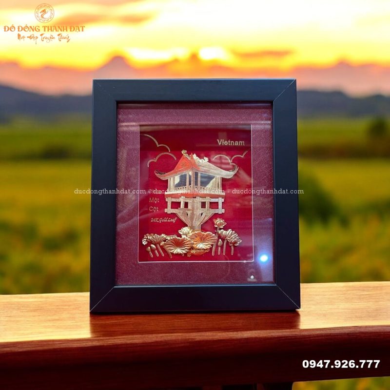 Tranh chùa một cột mạ vàng 24k