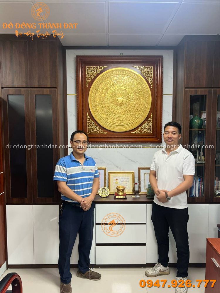 Lắp đặt mặt trống dát vàng 9999 tại Nghệ An