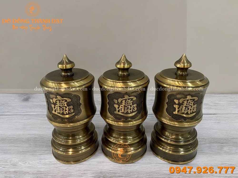 Đài đồng vàng giả cổ 10cm (2)