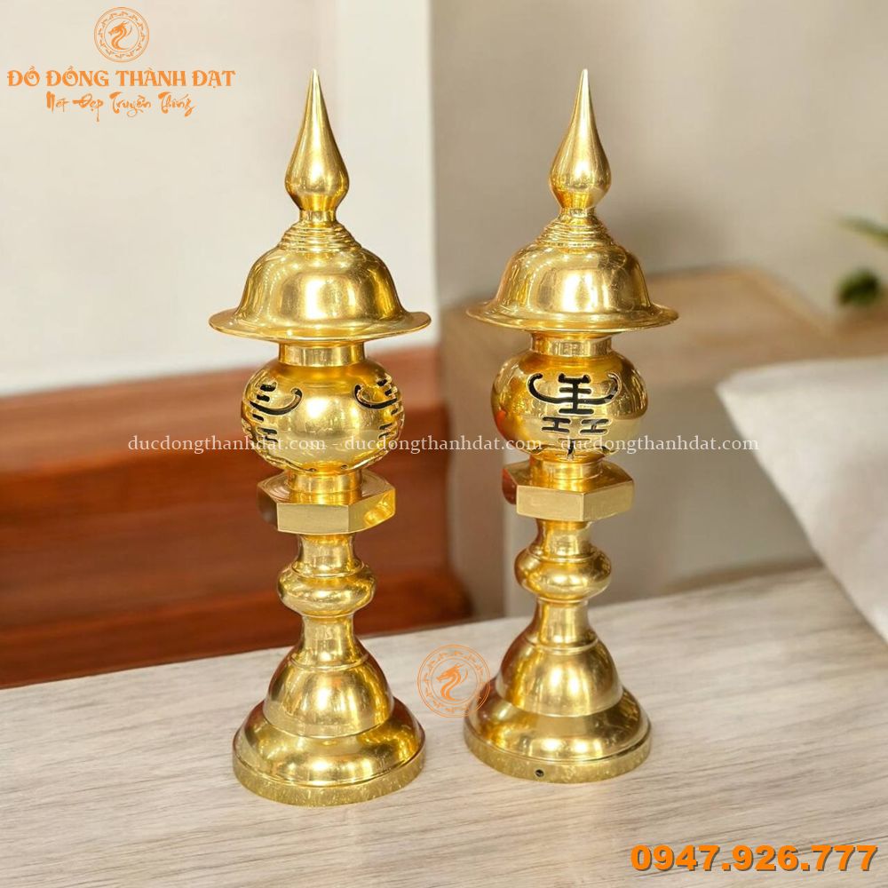 Đèn dát vàng 9999 cao 55cm (1)
