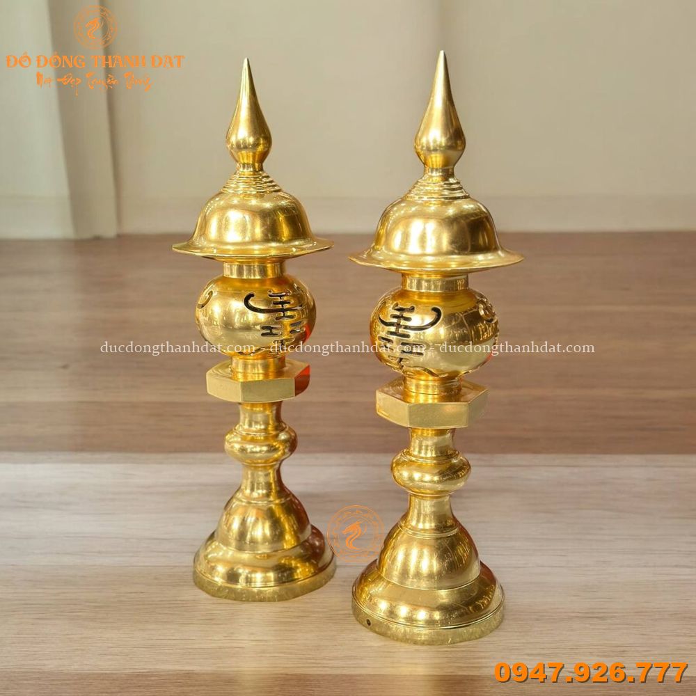 Đèn dát vàng 9999 cao 55cm (2)