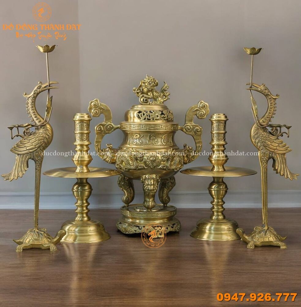 Bộ Ngũ Sự Đồng Vàng Chữ Việt Cao 60cm