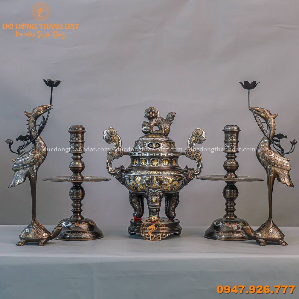Bộ Ngũ Sự Khảm Ngũ Sắc Cao 50cm