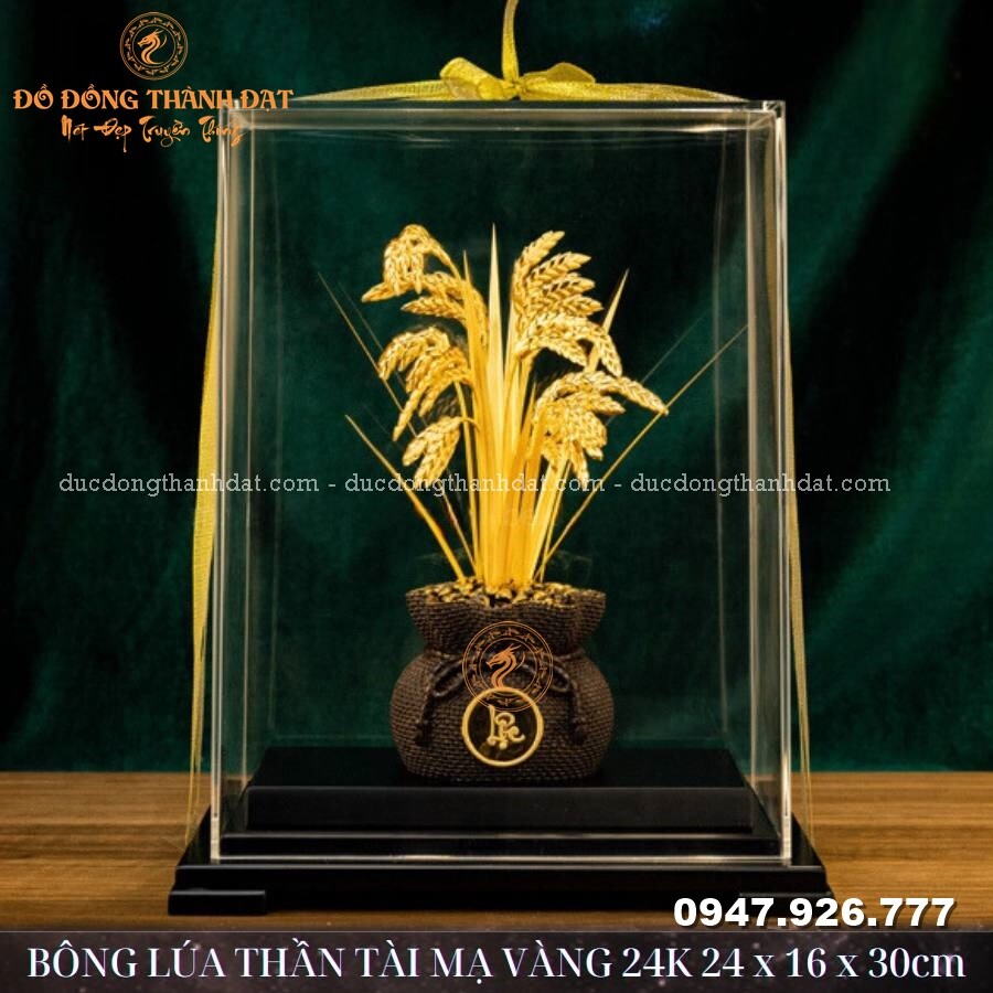 Bó lúa tạ chữ lộc mạ vàng 24k