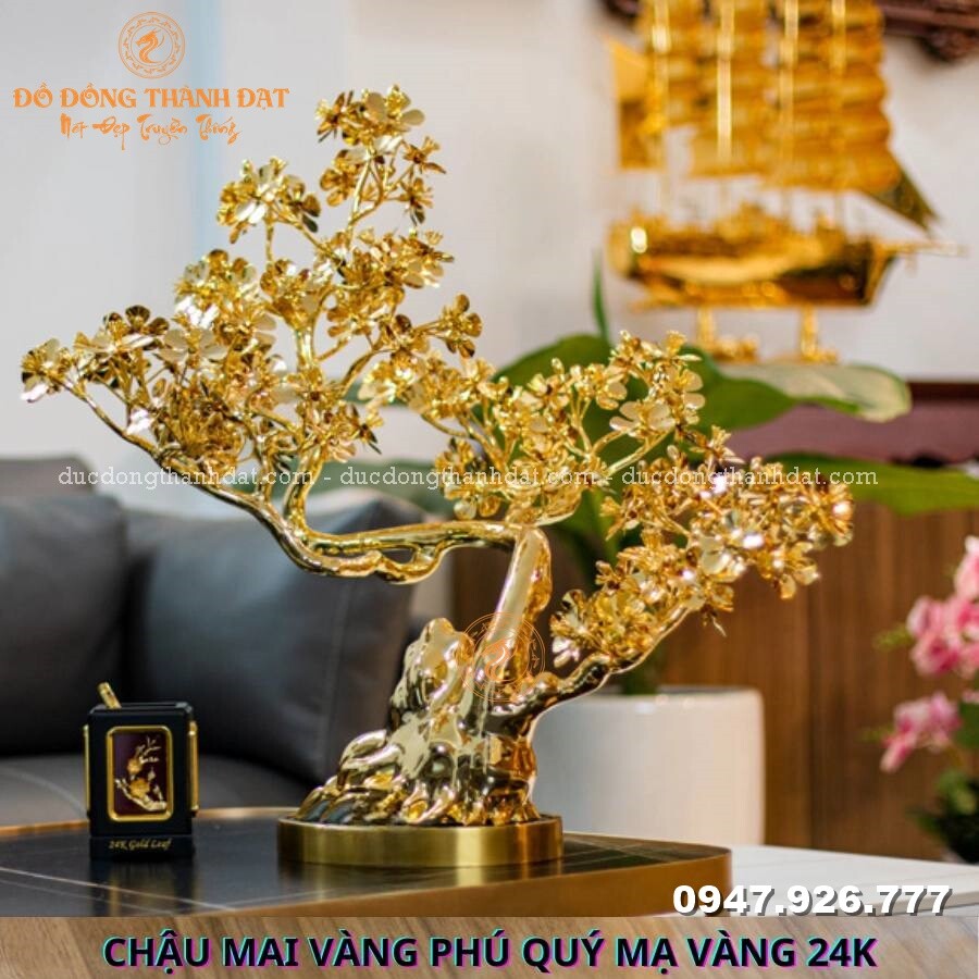 Chậu mai vàng phú quý mạ vàng 24k