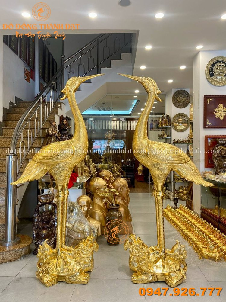 Hạc Cưỡi Long Quy 1m97 Dát Vàng 9999