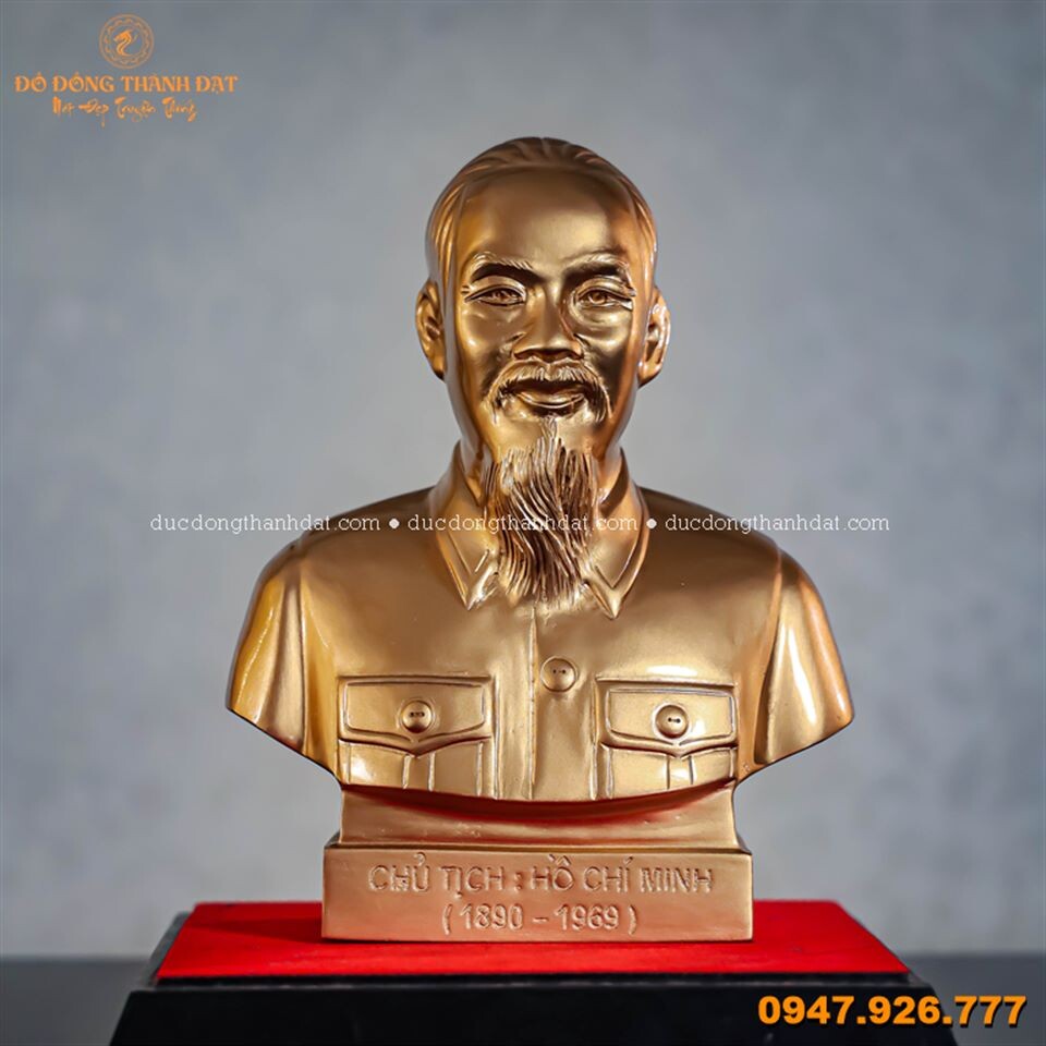 Tượng Bác Hồ bán thân 25cm đồng đỏ