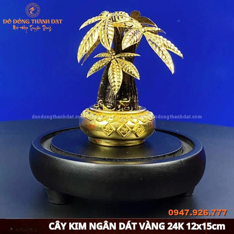 Cây kim ngân mạ vàng 24k Kt:15x12cm