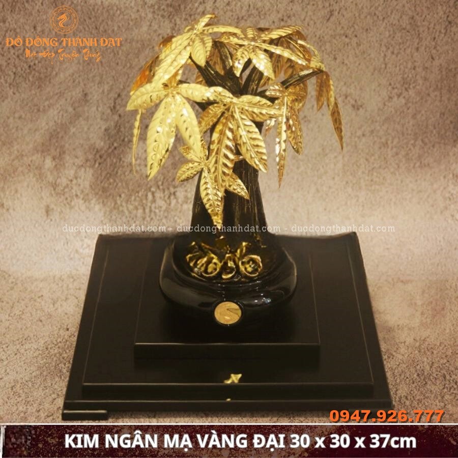 Cây kim ngân mạ vàng 24k Kt: 30x30x37cm